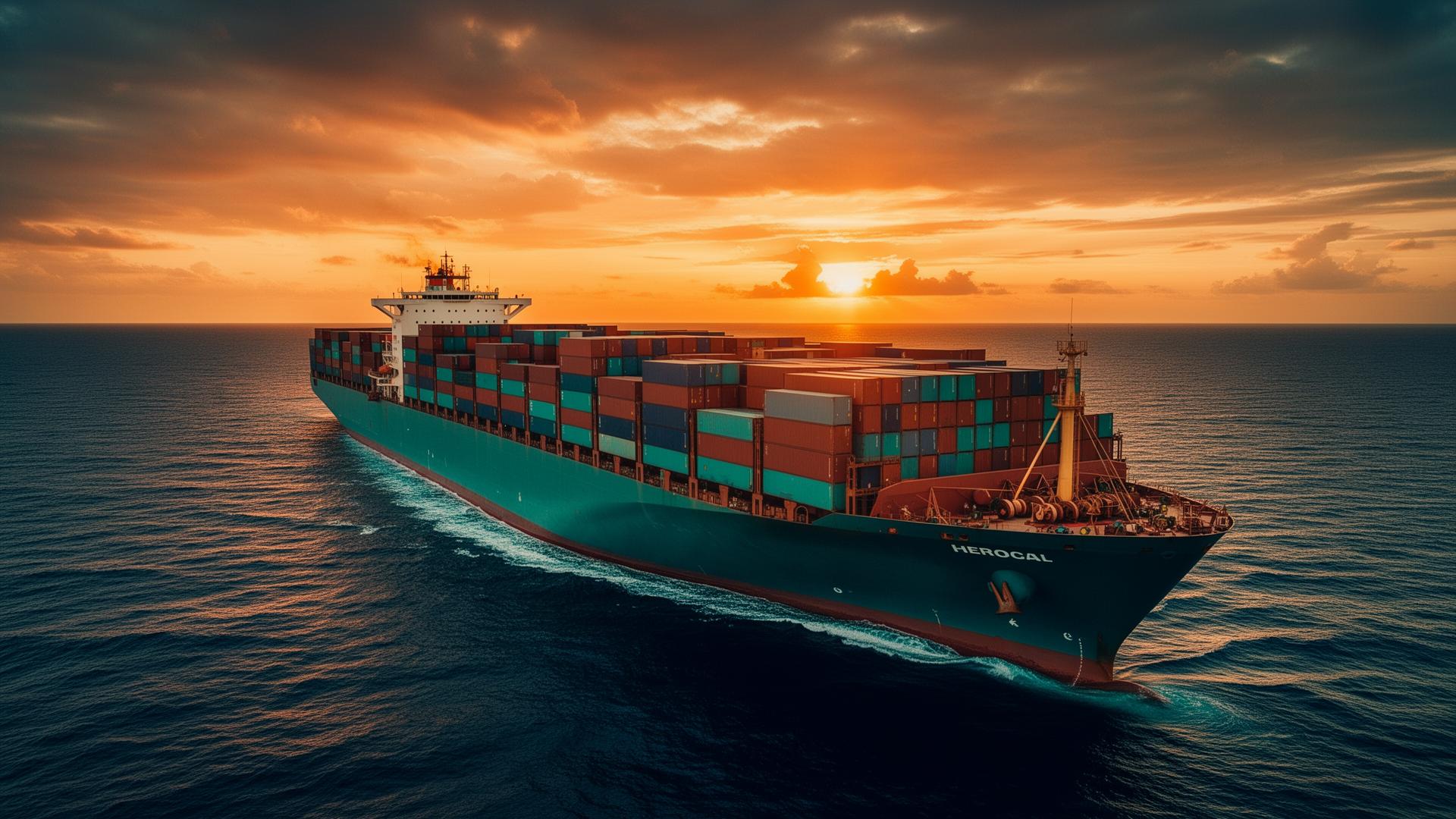 Container ship at sea
